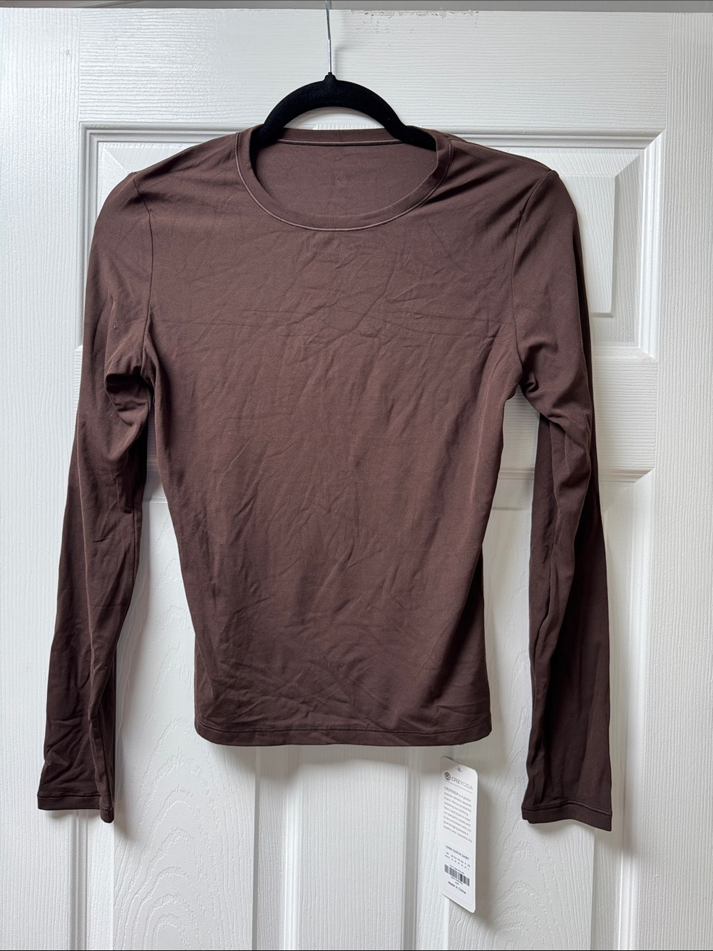 CRZ YOGA BROWN LONG SLEEVE SPANDEX SHIRT. SIZE M. NWT